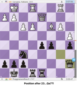 Fabiano Caruana vs. Praggnanandhaa R9 Norway Chess 2024