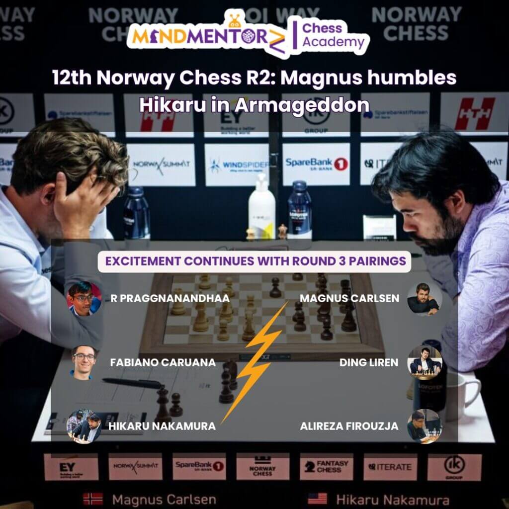 Magnus Carlsen Dominates Hikaru Nakamura in Armageddon Showdown at Norway Chess 2024 Round 2