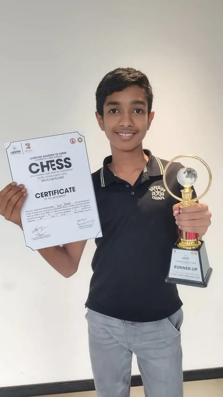 Alex Benny Secures 2nd place in the 2nd Namma Sub-Junior Karnataka Chess Tournament 2024 in the U13 Category