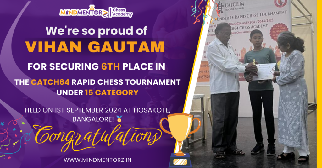 Vihan Gautam Shines in Catch64 Rapid Chess Tournament Under 15 Category